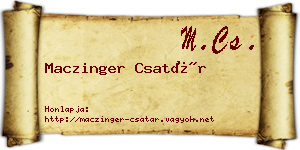 Maczinger Csatár névjegykártya